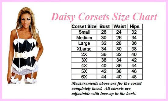 Daisy Corsets Size Chart