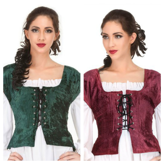 Renaissance Lady Velvet Lace-Up Bodice Vests - DeluxeAdultCostumes.com