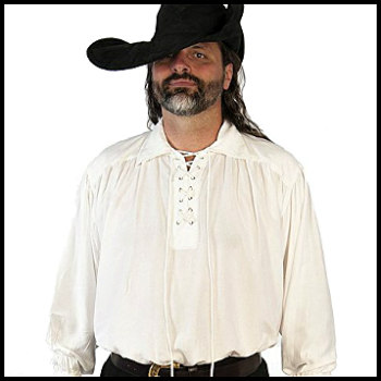 Tattered Pirate Mens Adult Buccaneer Black Costume Shirt