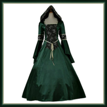 Details about   Women Halloween Cosplay Costume Lace Up Renaissance Dress Hooded Medieval Dress 