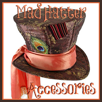 PetrasCostumes Mad Hatter Hat , Bowtie, Cuffs, Alice in Wonderland Accessories, Tea Party Wear