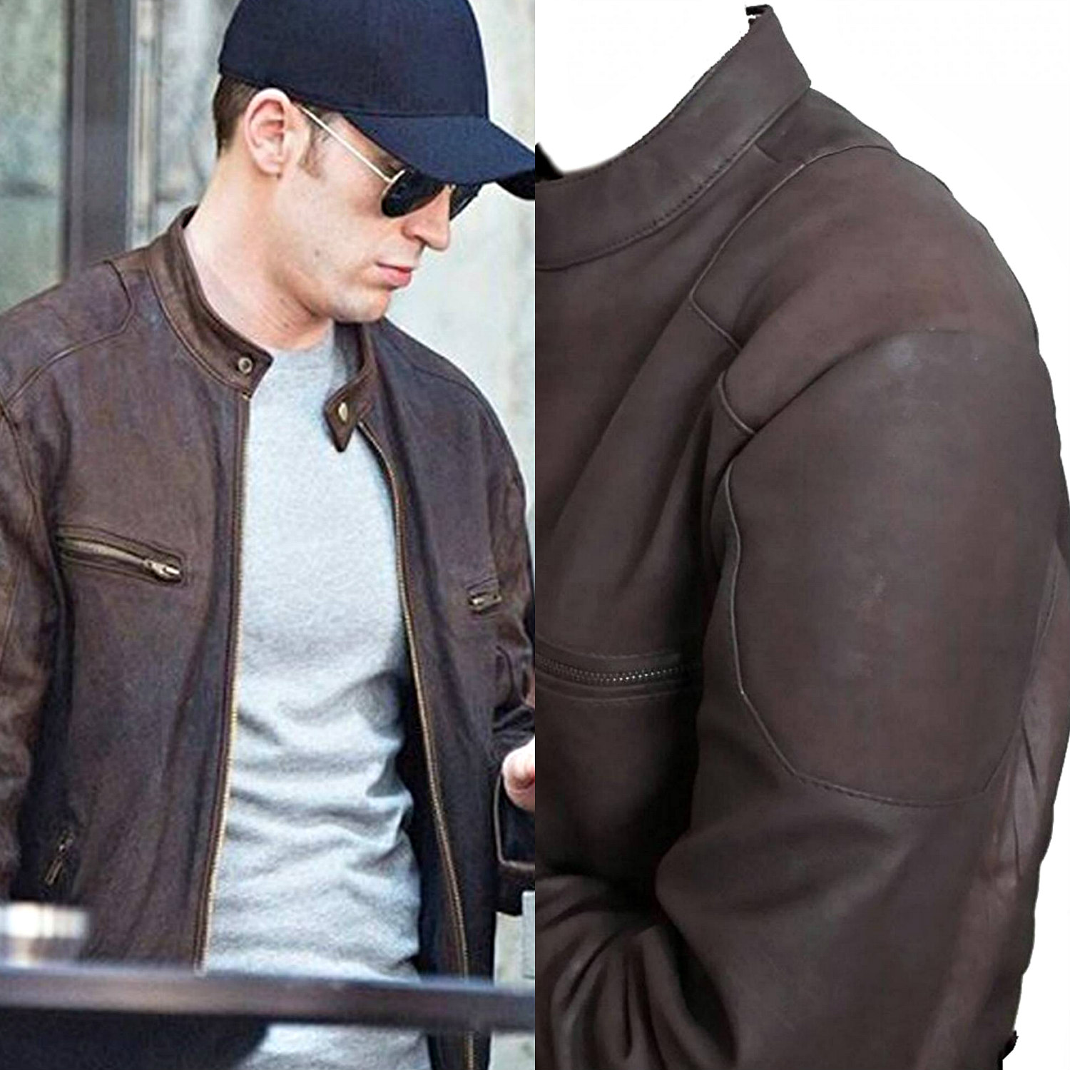 Captain America: Civil War Men's Steve Rogers Brown Distressed Real Leather Jacket - DeluxeAdultCostumes.com