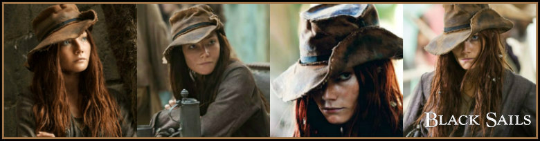 STARZ Black Sails Lady Clara Elizabeth Iris Paget as Anne Bonny wearing her famous canvas hat.