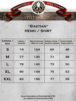 Mythalon Bastian Shirt Size Chart